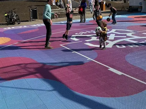 Custom printed sports flooring surface